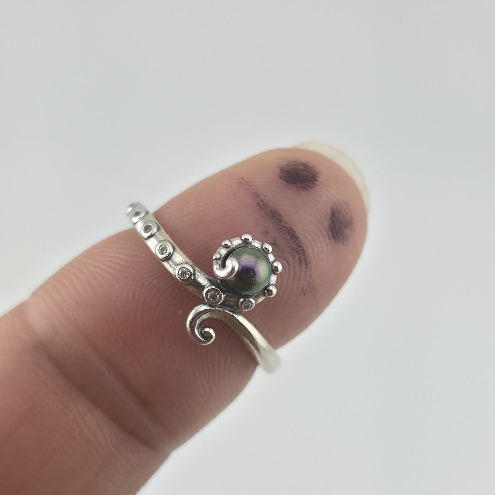 Pandora Disney The Little Mermaid Ursula Sterling Silver Ring Purple Pearl 7 New
